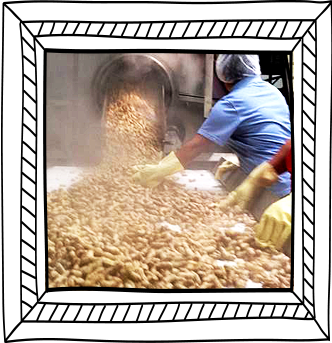 Workers unloading peanuts
